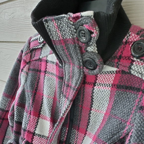 ambiance apparel Multicolored Plaid Knit Zip-up Winter Bomber Jacket Coat - Picture 11 of 16
